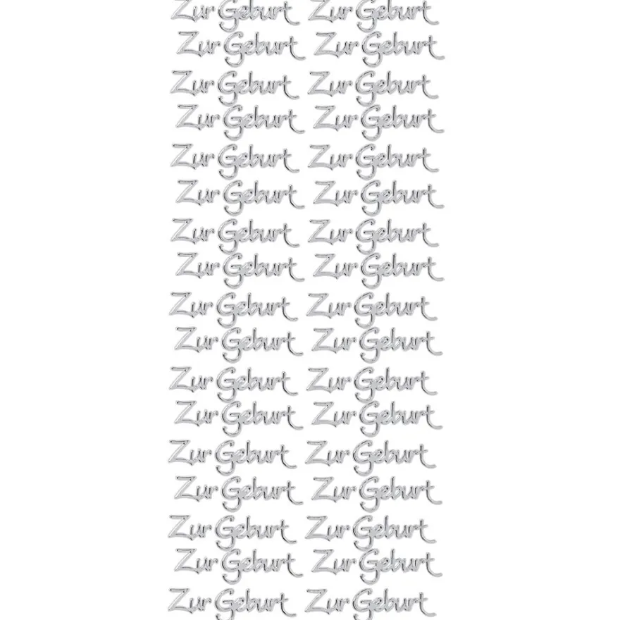 Sticker, Schrift, Zur Geburt, Spiegelfolie, silber