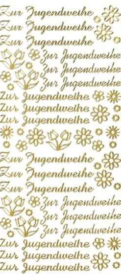 Sticker, Schrift, Zur Jugendweihe, gold