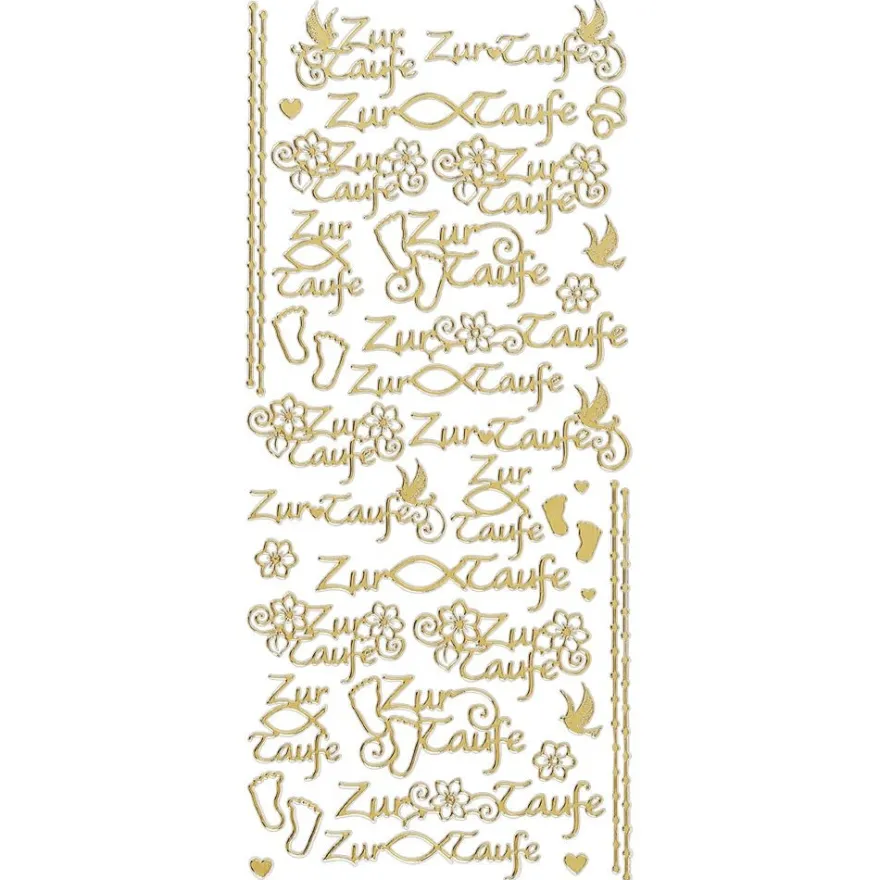 Sticker, Schrift, Zur Taufe, Spiegelfolie, gold