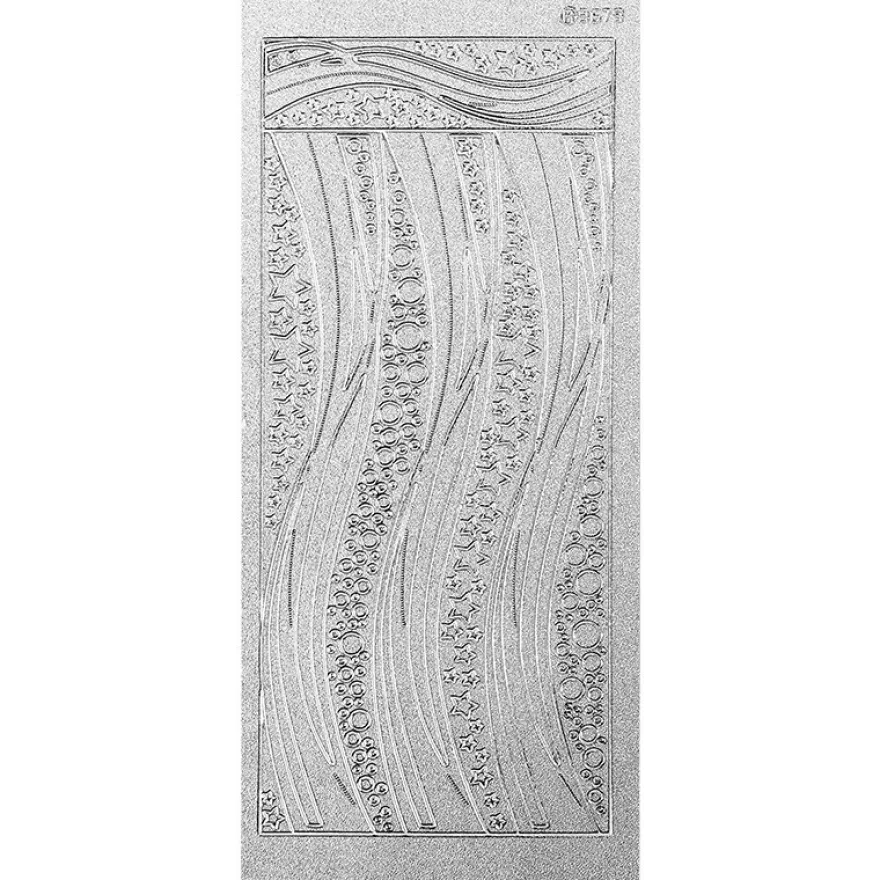 Sticker, Schwung-Linien Sterne, Diamantfolie, silber