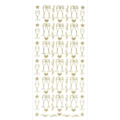 Sticker, Sektgläser, gold