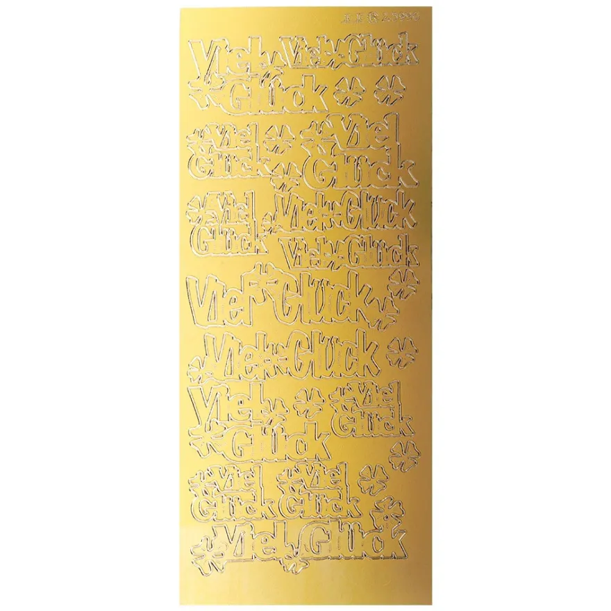 Sticker, Spiegelfolie Viel Glück/Kleeblatt, gold