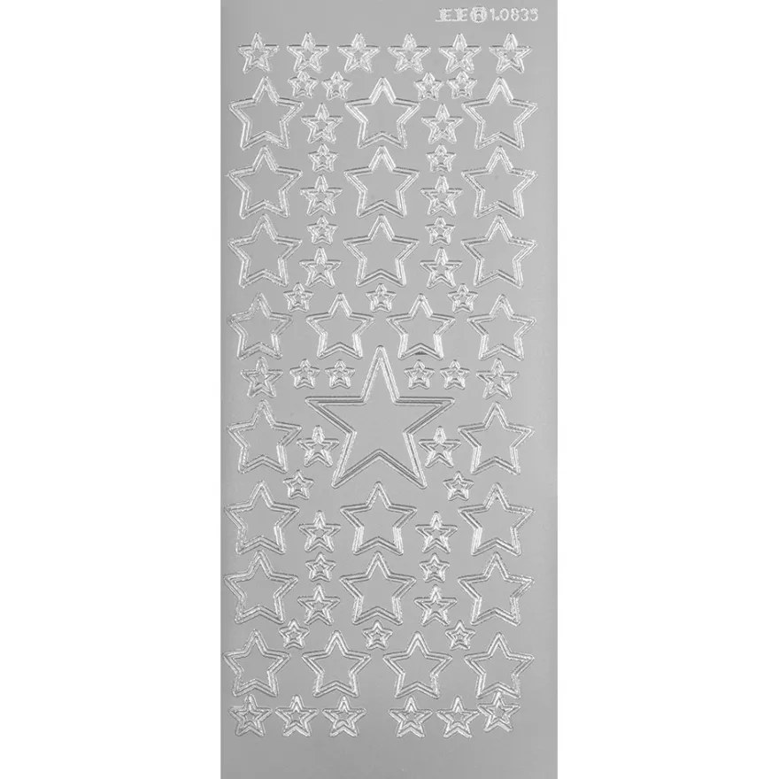 Sticker, Sterne 2, verschiedene Größen, silber