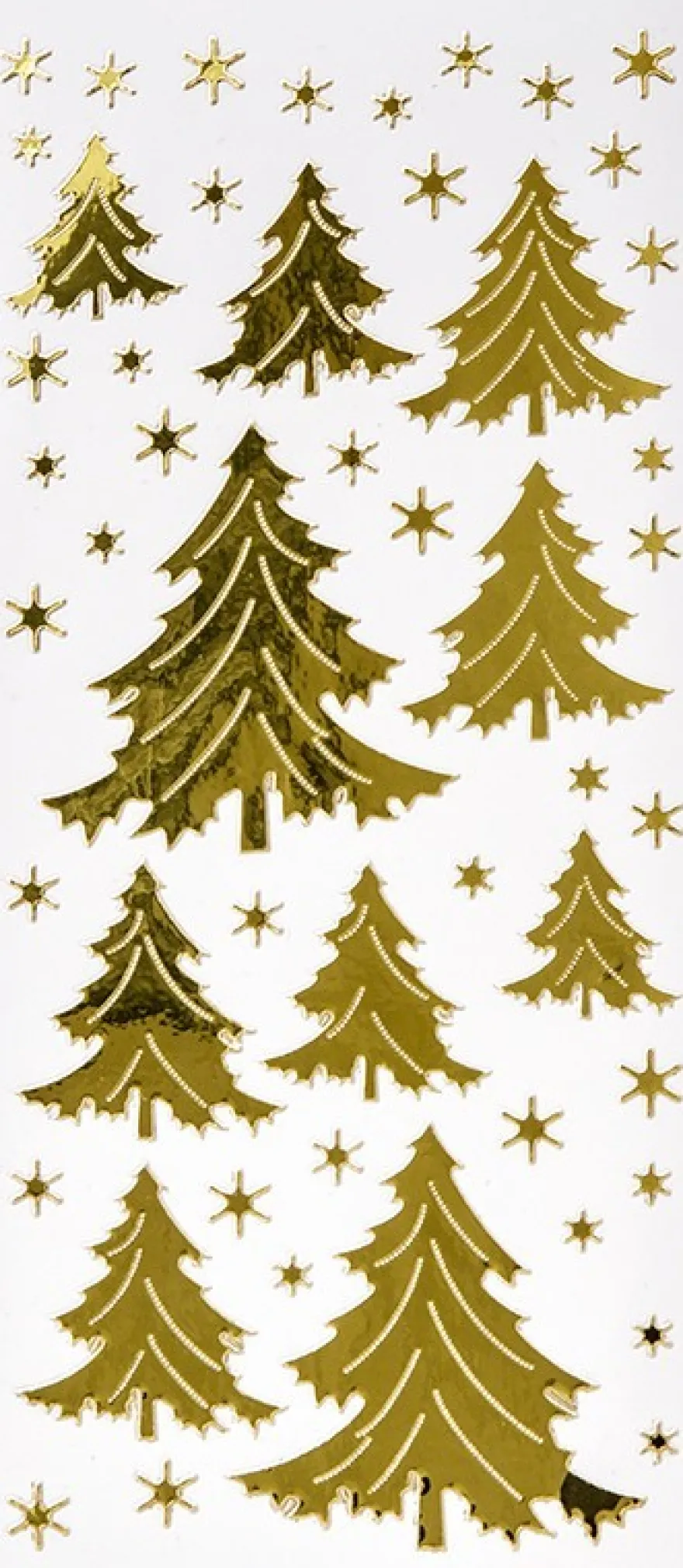 Sticker, Tannenbäume & Sterne, Spiegelfolie, gold