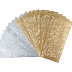 Sticker, Tierwelt, Perlmuttfolie, gold & silber, 20 Bogen