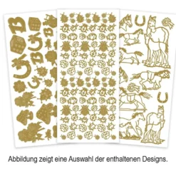 Sticker, Tierwelt, Perlmuttfolie, gold & silber, 20 Bogen