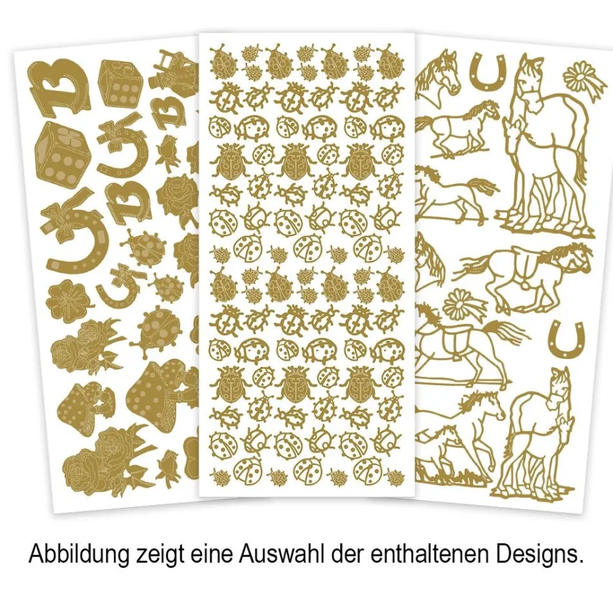 Sticker, Tierwelt, Perlmuttfolie, gold & silber, 20 Bogen
