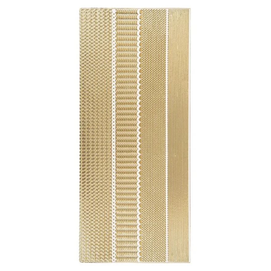 Sticker, verschiedene Bordüren, Perlmuttfolie, gold