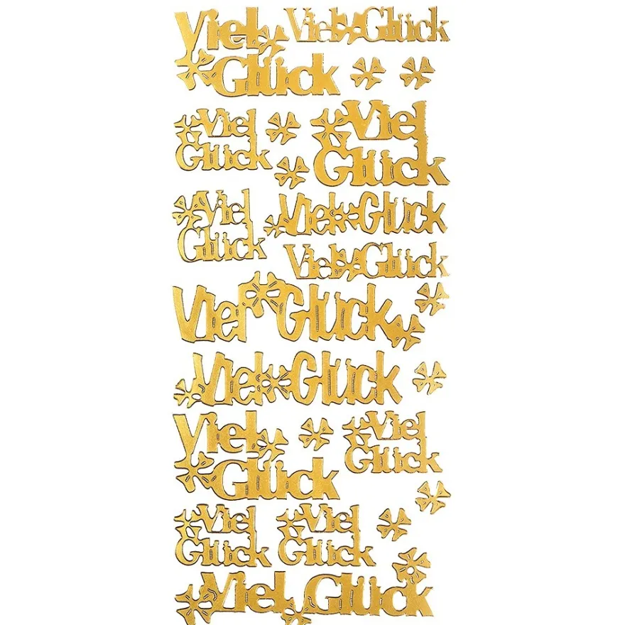 Sticker, Viel Glück/Kleeblatt, gold