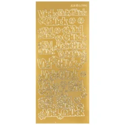 Sticker, Viel Glück/Kleeblatt, gold