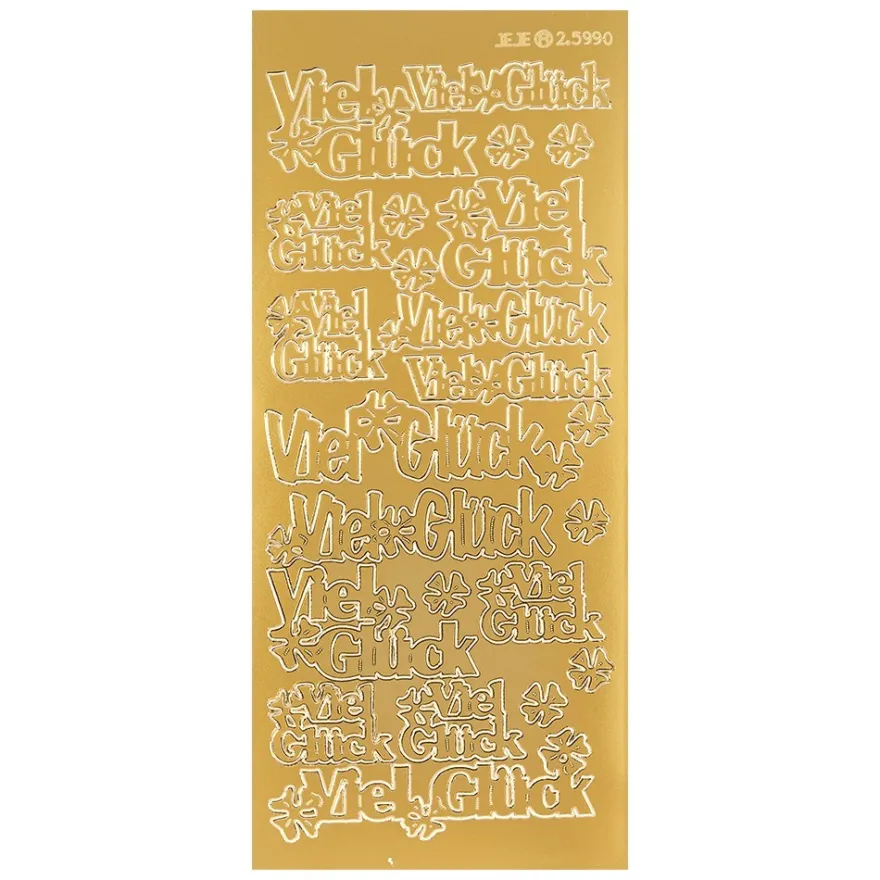 Sticker, Viel Glück/Kleeblatt, gold