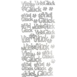 Sticker, Viel Glück/Kleeblatt, silber