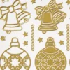 Sticker, Weihnachtskugeln & Glocken, Perlmuttfolie, gold