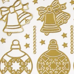 Sticker, Weihnachtskugeln & Glocken, Perlmuttfolie, gold