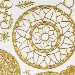 Sticker, Weihnachtskugeln & Schleifen, Perlmuttfolie, gold