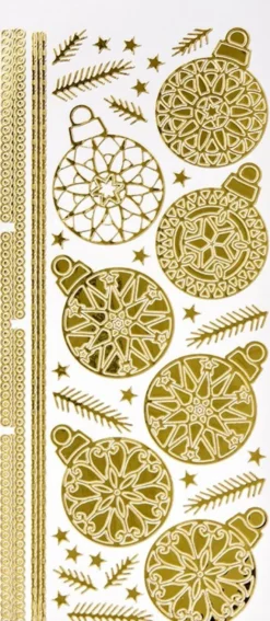 Sticker, Weihnachtskugeln & Zweige, Spiegelfolie, gold