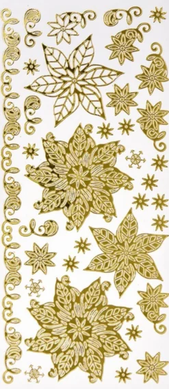 Sticker, Weihnachtssterne, Spiegelfolie, gold