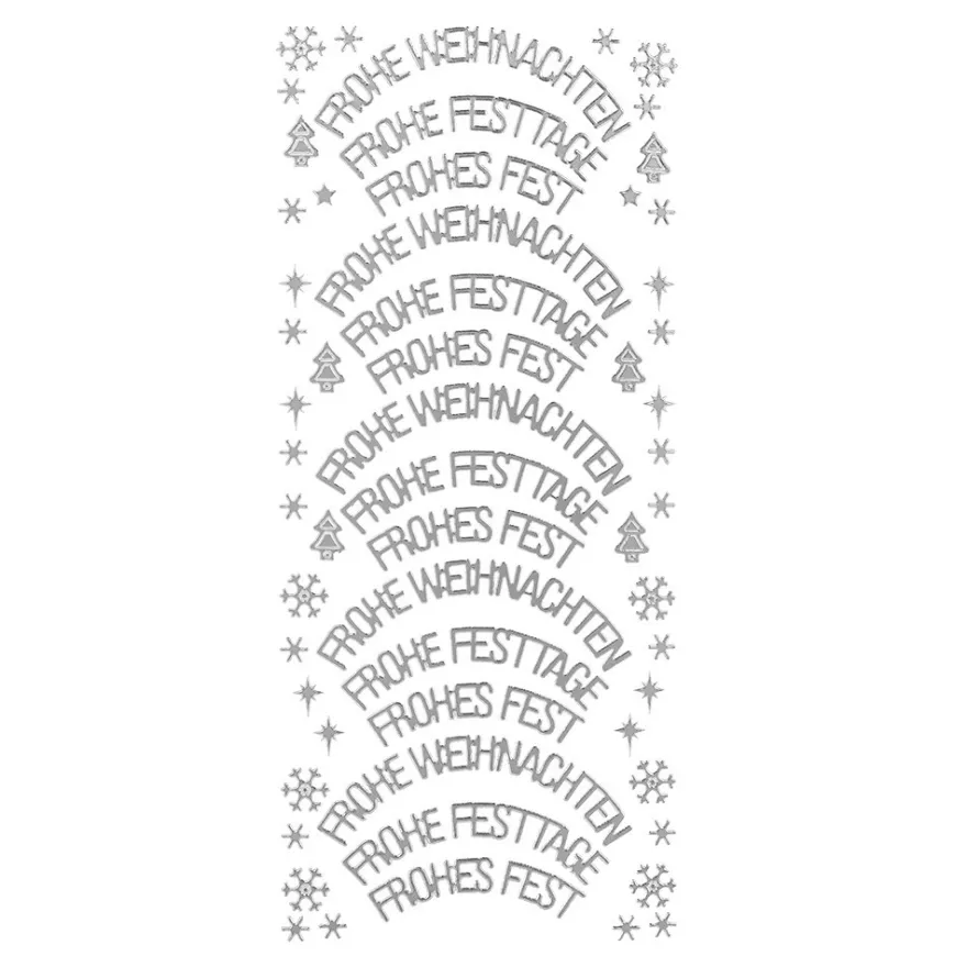 Sticker, Wünsche/Weihnachten, Perlmuttfolie, silber