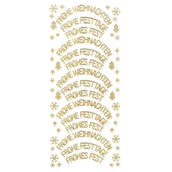 Sticker, Wünsche/Weihnachten, Perlmuttfolie, gold