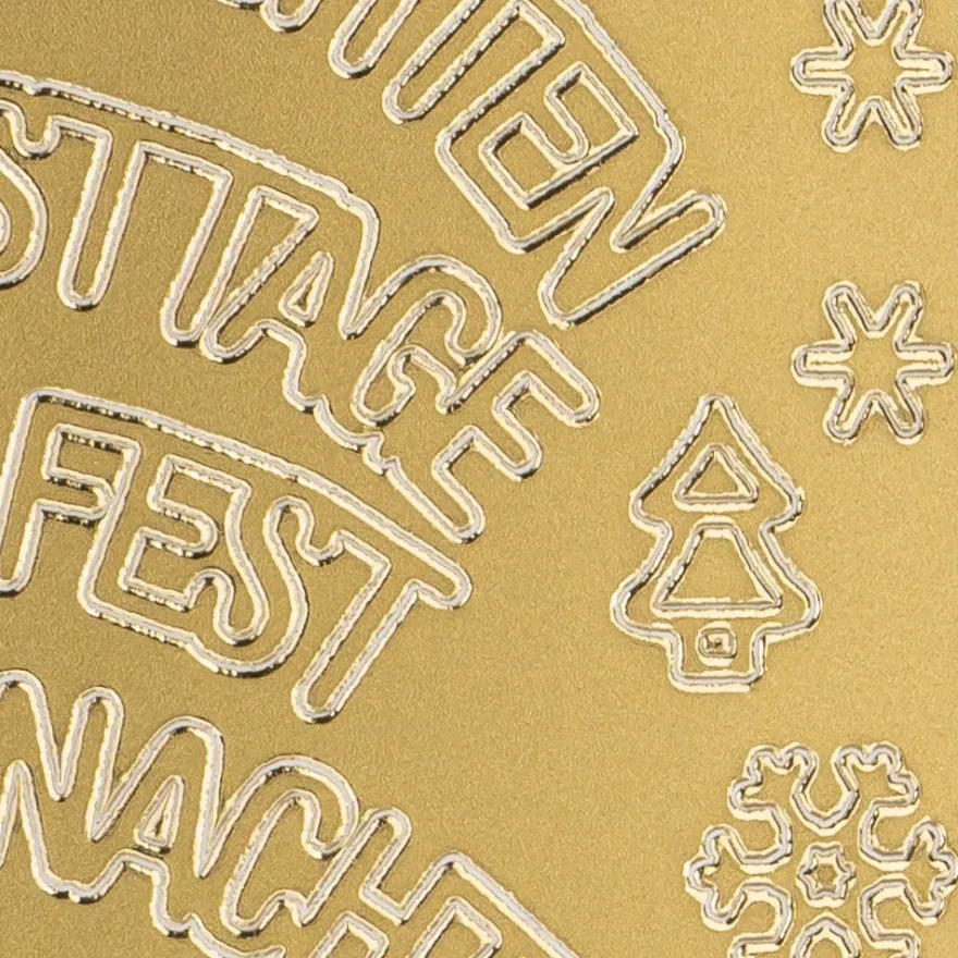 Sticker, Wünsche/Weihnachten, Perlmuttfolie, gold