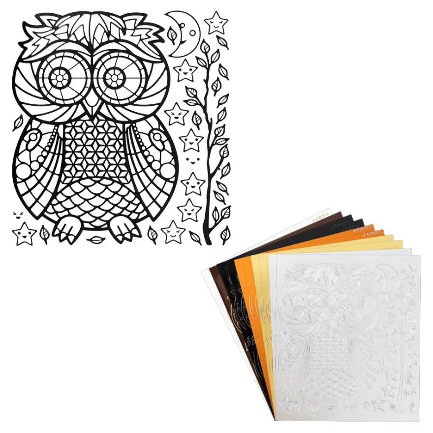Sticker XL, Eulen, verschiedene Farben, 10 Bogen