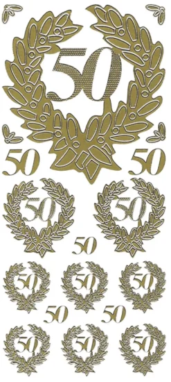 Sticker, Zahlen fürs Jubiläum 50, gold