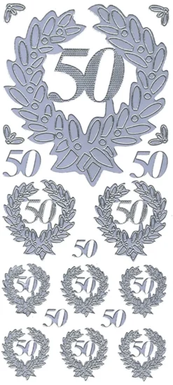 Sticker, Zahlen fürs Jubiläum 50, silber