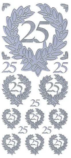 Sticker, Zahlen fürs Jubiläum 25, silber