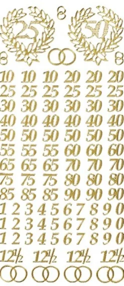 Sticker, Zahlen fürs Jubiläum, verschiedene in Gold
