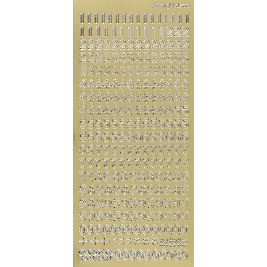 Sticker, Zahlen, Perlmuttfolie, gold