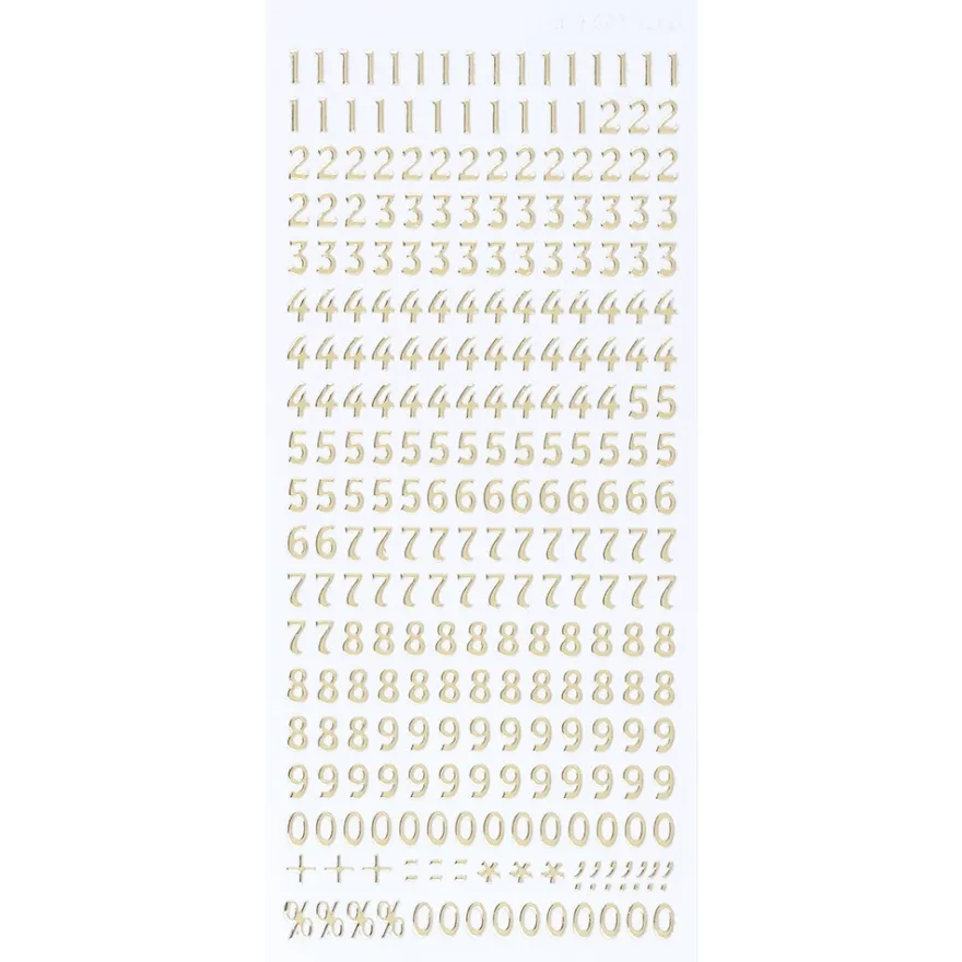 Sticker, Zahlen, Perlmuttfolie, gold