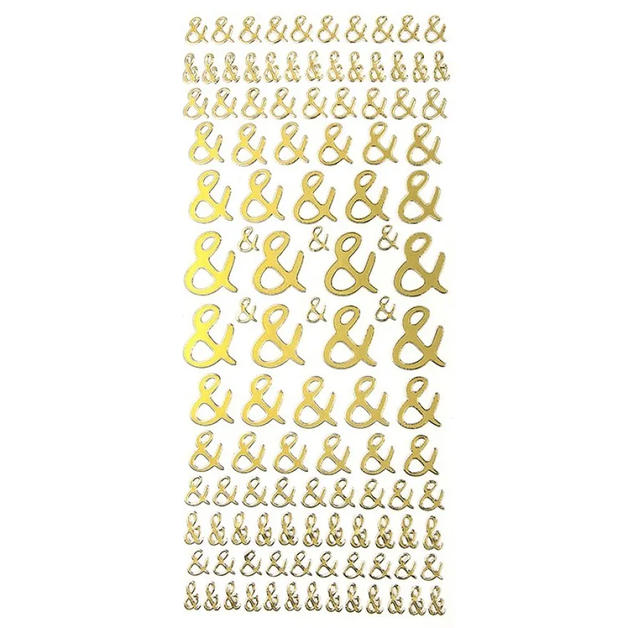 Sticker, &-Zeichen, Spiegelfolie, gold