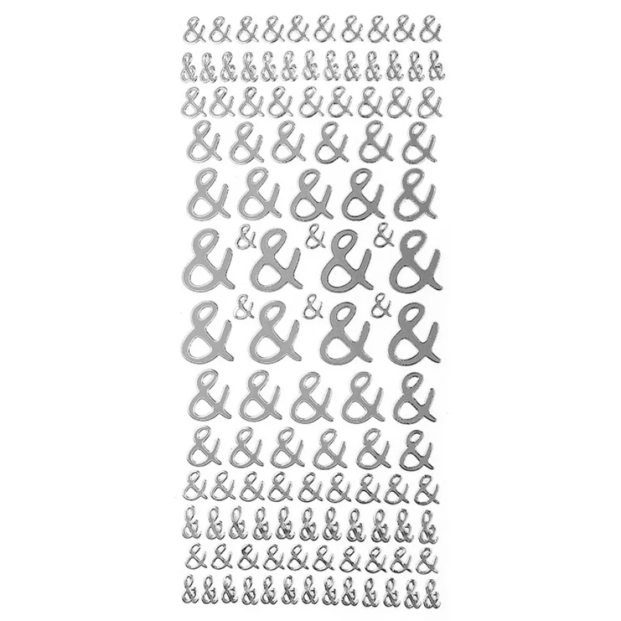 Sticker, &-Zeichen, Spiegelfolie, silber