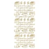 Sticker zur Geburt mit Schnuller, Fläschchen und Babyschuhe mit Schleifen, gold.