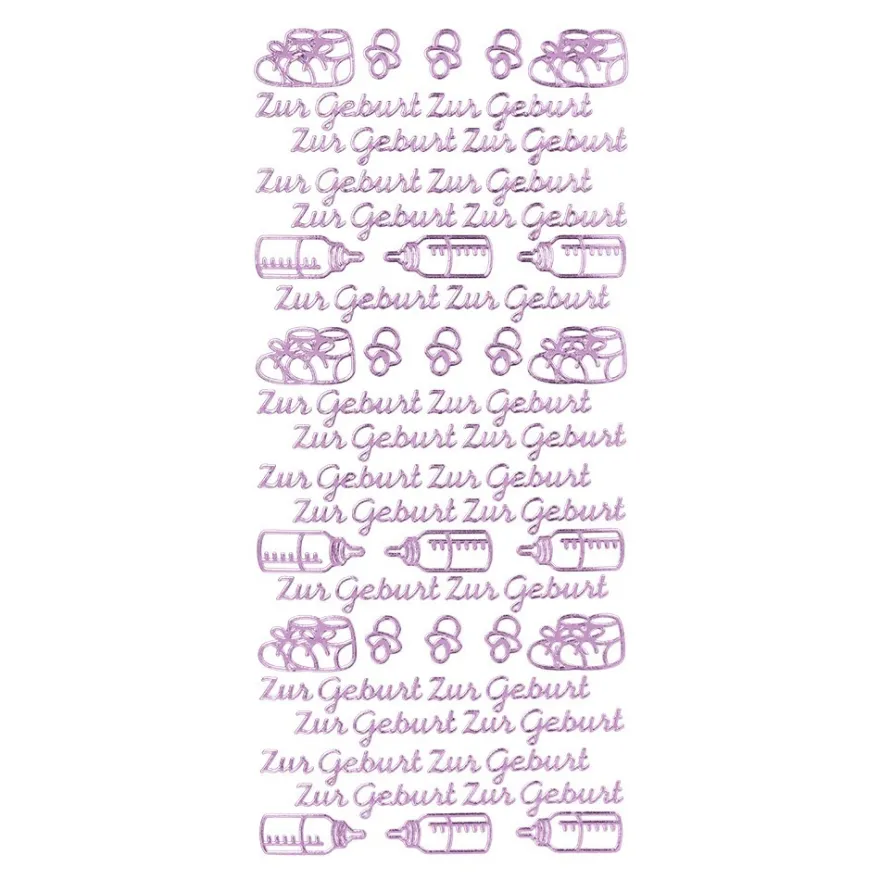 Sticker, Zur Geburt, Spiegelfolie, Rosa