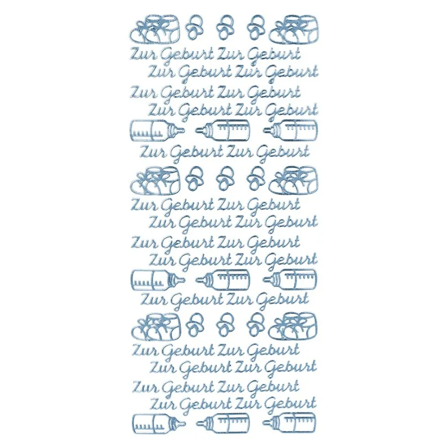 Sticker, Zur Geburt, Spiegelfolie, hellblau