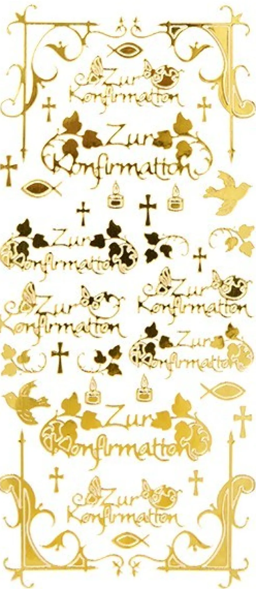 Sticker, Zur Konfirmation, Spiegelfolie, gold