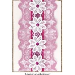 Stoffblüten-Band "Vintage", 3,5cm breit, 1m lang