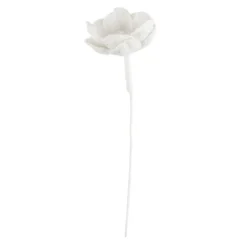 Stoffblüten mit Spitze, Blüte: Ø 3cm, Blüte mit Draht: 11cm, natur, feine Leinenstruktur, 6 Stück