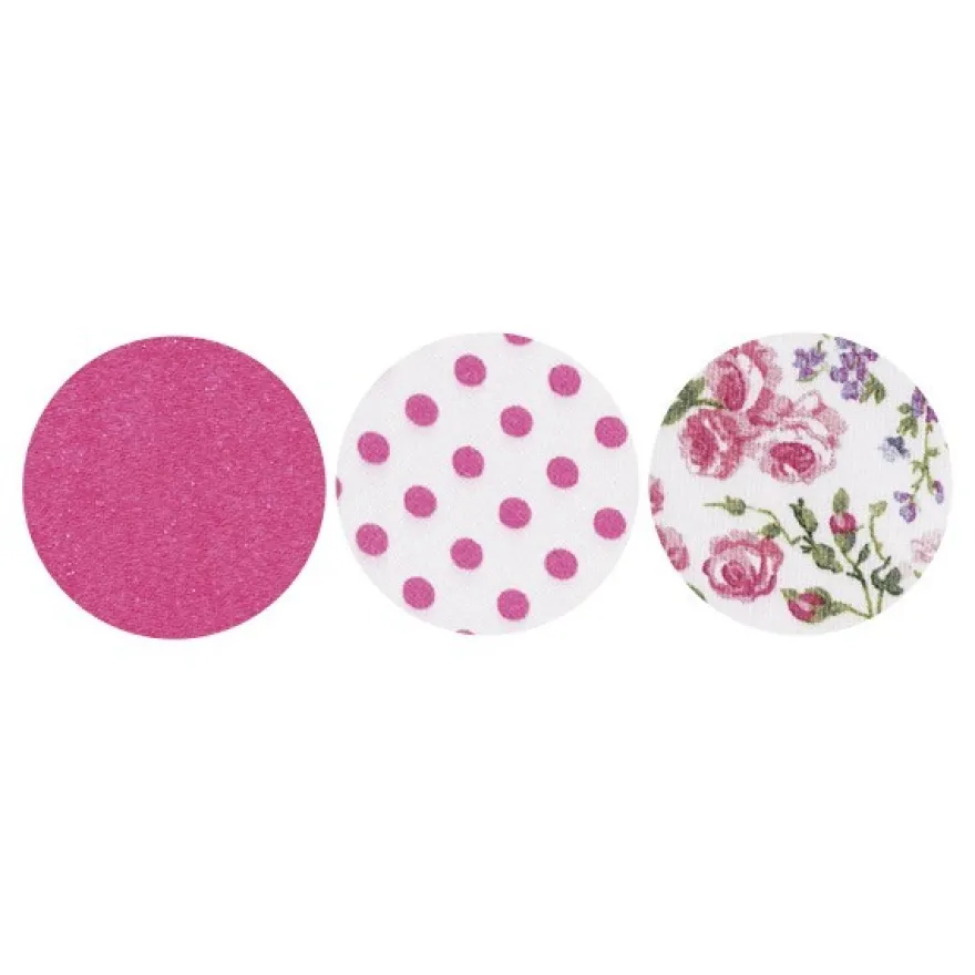 Stoffkreise für Knöpfe mit 16 mm Ø, fuchsia/gemustert, 50er Set