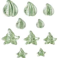 Strass-Blattornamente, gewölbt, Efeu & Rosenblätter, 10er Set