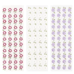 Strass-Bordüren, Blumen 2, verschiedene Farben, 3 Bogen