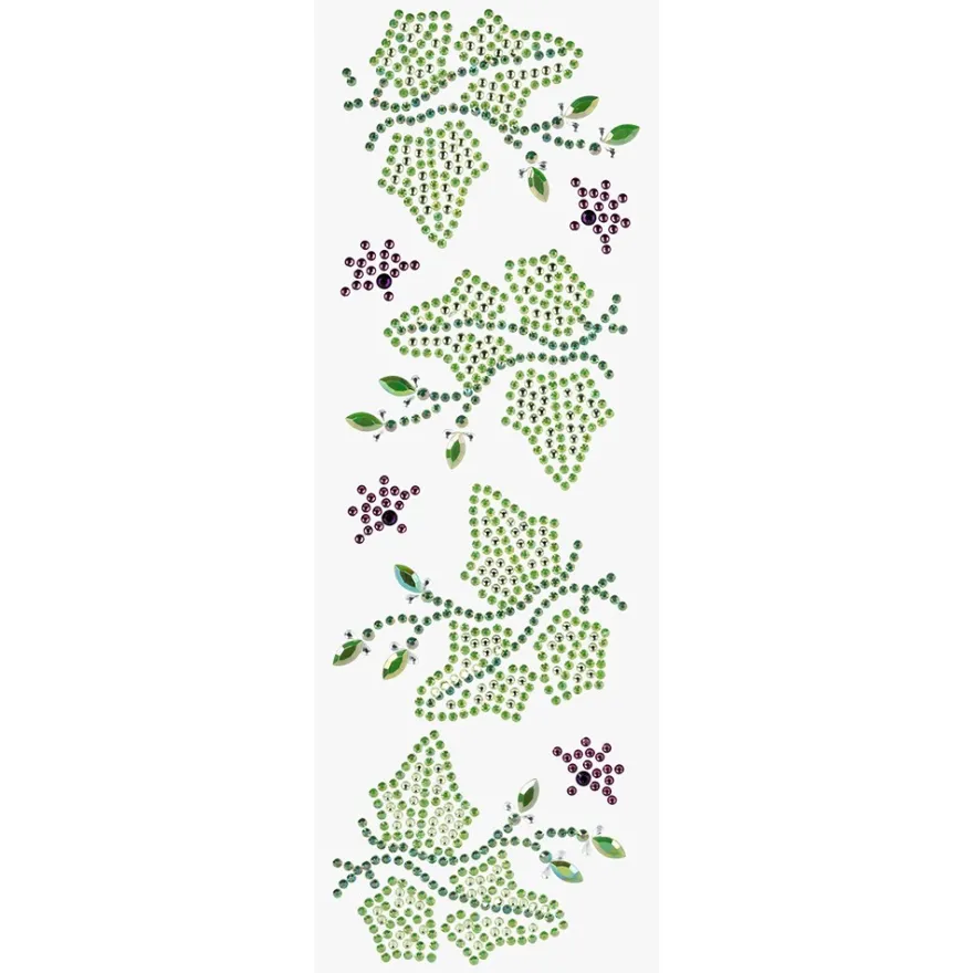 Strass-Ornamente, Blumen & Blätter, mehrfarbig, teilweise mit Veredelung, 5 Bogen
