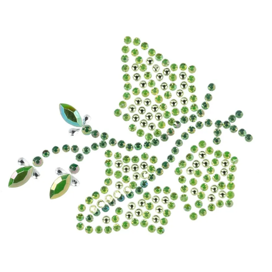Strass-Ornamente, Blumen & Blätter, mehrfarbig, teilweise mit Veredelung, 5 Bogen