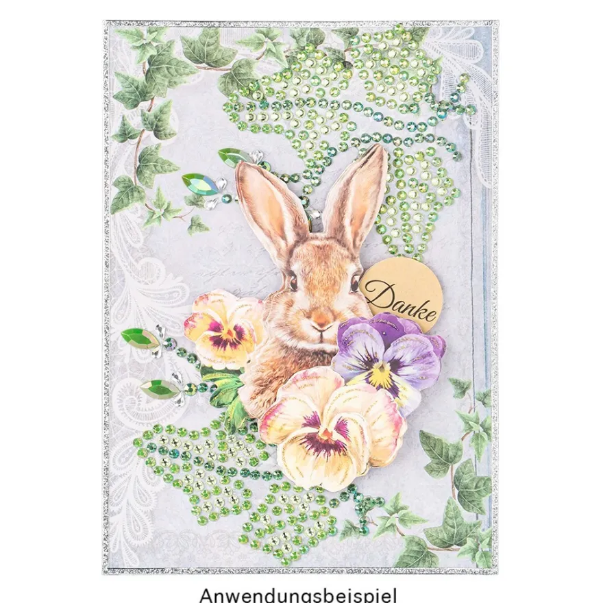 Strass-Ornamente, Blumen & Blätter, mehrfarbig, teilweise mit Veredelung, 5 Bogen