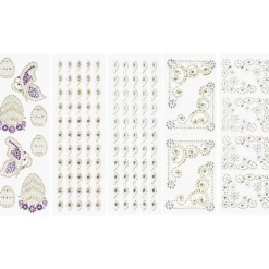 Strass-Ornamente & -Bordüren, Frühlingszeit 1, mehrfarbig & veredelt, 5 Bogen