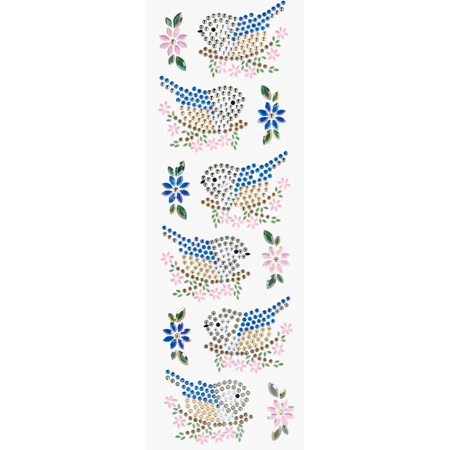 Strass-Ornamente, Frühlingszeit, mehrfarbig, teilweise mit Veredelung, 5 Bogen
