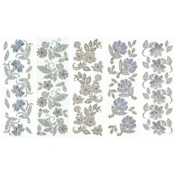 Strass-Ornamente, Sortierung 1, mehrfarbig, teilweise mit Veredelung, 5 Bogen
