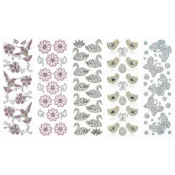 Strass-Ornamente, Sortierung 4, mehrfarbig, teilweise mit Veredelung, 5 Bogen