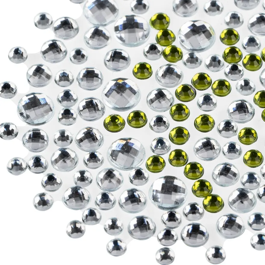 Strass-Ornamente, Sortierung 3, mehrfarbig, teilweise mit Veredelung, 5 Bogen